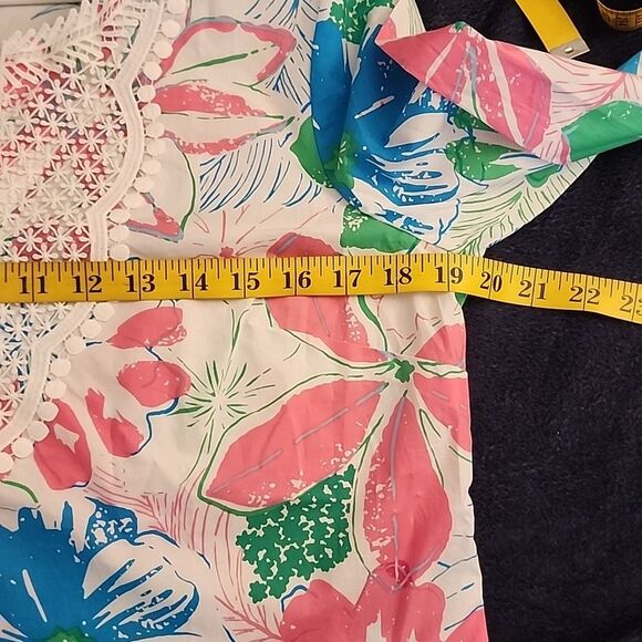 Talbots cotton floral lace bib tunic top size M/Petite - Picture 6 of 8